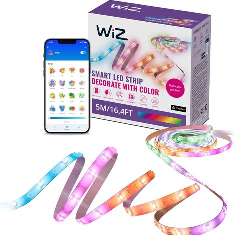 Ruban LED Connecté, Lumière multicolore, Ruban Blanc, 5m (1/5)