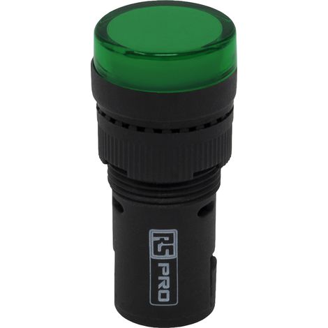 Voyant lumineux LED RS PRO Vert 120 V c.a./c.c., Ø découpe 16mm, IP40 ( Prix pour 1 )