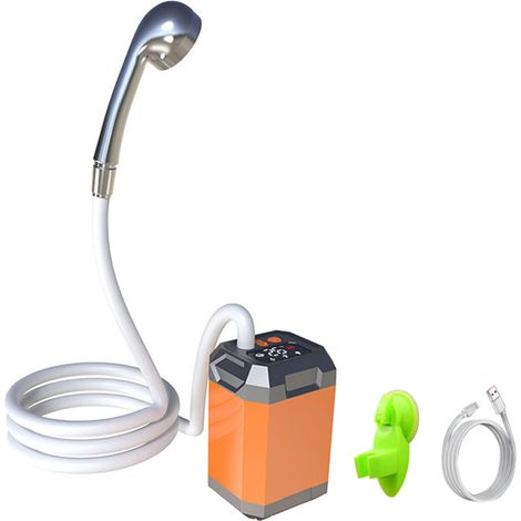 Douche de camping portable, douche extérieure réglable avec détection intelligente de la température, stérilisation aux ultraviolets, batterie rechargeable 4500 mAh (orange) (1/5)
