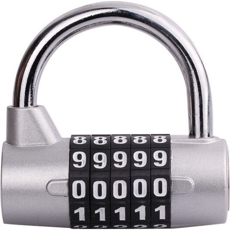 Cadenas à Combinaison à 5 Chiffres, 2 Pcs Cadenas pour Gymnase, Peut être Réinitialisé Serrures à Combinaison pour casier, boîte à outils, clôtures, vélo, etc (argent) (1/5)