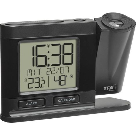 [GEBRAUCHT] B-Ware Tfa Wecker Funkuhr Projektionswecker Digitaluhr Schwarz Uhr Klima Temperatur