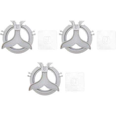3 supports muraux pour sèche-cheveux, baleine mignonne, fixation adhésive imperméable sans perçage, rangement salle de bain WC (1/5)