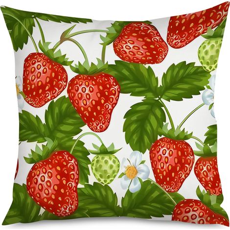 Housse de Coussin Déco Fraises Style Moderne (1/5)