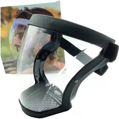 1 x Super Protective Face Shield, Antibeschlagmaske, Transparenter Gesichtsschutz für Erwachsene, Kunststoff-Gesichtsschutz (Schwarz). (1/4)