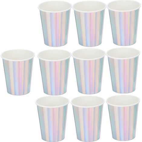 Lot de 20 Gobelets Jetables en Carton, Gobelets Compostables, Couleur Argenté Métallisé, 250ml, pour Fête d'Anniversaire, Festival, Mariage, Soirée, Vaisselle Jetable (1/5)