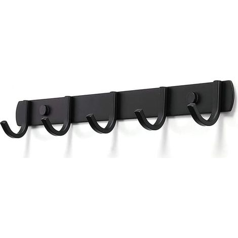 Ecleanfy - Porte-manteau mural, crochets design en acier inoxydable, crochets robustes pour salle de bain, chambre ou bureau, noir (5 crochets) (1/4)