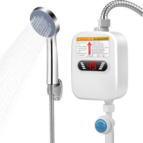 Chauffe-eau instantané 3500W – Écran LED, chauffage rapide – Pour douche, salle de bain – Compact (1/5)