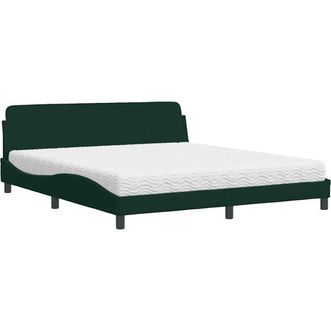 Maison Exclusive - Letto con Materasso Dover Verde Scuro 180x200 cm in Velluto (1/5)