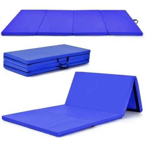En mousse EPE et cuir PU, tapis de gymnastique pliable 240x120x5 cm amortissant avec poignées pour sport à la maison (1/5)