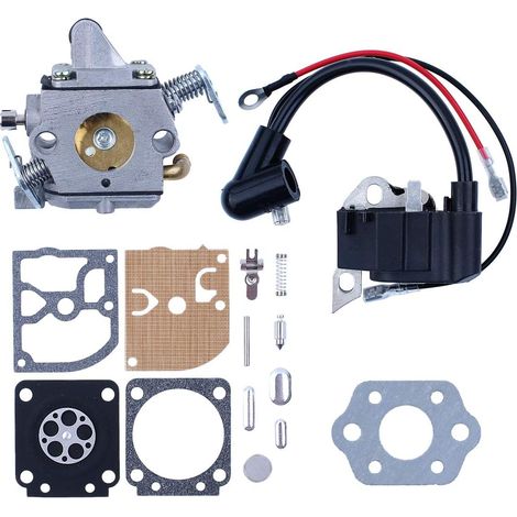 Bobine d'allumage Carburateur avec kit de joints de membrane de carburateur pour tronçonneuse Stihl MS170 MS180 017 018 Pièces OEM Zama c1q-s57 (1/5)