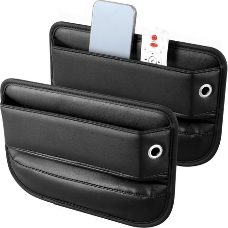 Lot de 2 organiseurs rangement en cuir pour siège voiture (1/5)
