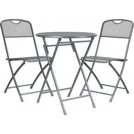 Balkonset Estera Stahl eisengrau Tisch Ø 60 H 72 (1/3)