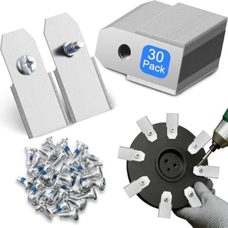 Lames de rechange 30, compatibles avec Husqvarna/Gardena, en acier inoxydable et alliage de carbure de titane, accessoires pour tondeuses robotisées, avec 30 vis à tête fraisée. (1/4)