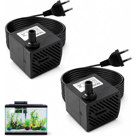 2 Pièces Mini Pompe a eau Pompe Submersible 3W 180 L/H Silencieuse Aquarium avec Débit Ajustable Moteur Pompe Fontaine a eau pour Aquarium Fontaine De Table Et Hydroponie Fontaines (1/5)