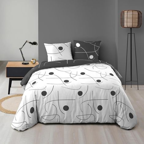 Housse de couette 240x220 + 2 taies microfibre