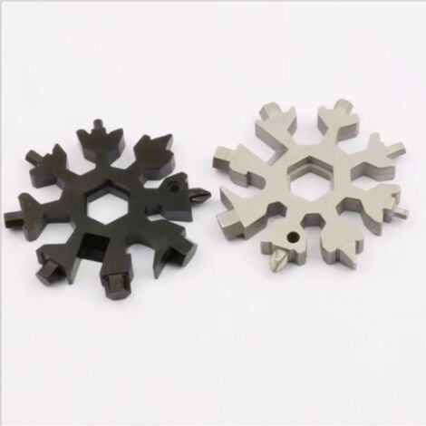 2 pièces Outil Multifonction,Flocon de Neige 18 en 1,Porte-clés Tournevis Ouvre,Outil portable flocon,Tournevis Multifonction,Outil  portatif,Tournevis Ouvre Bouteill