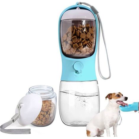 Gourde pour Chien avec Compartiment Nourriture, gamelle d'eau de Voyage pour Chiot, Distributeur Portable pour Animaux (1/5)