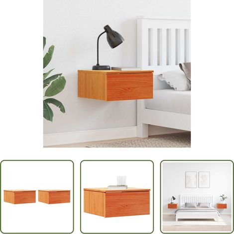 vidaXL Kiefer Nachttisch - Nachttisch 2 pcs Wachsbraun 37 x 35 x 18,5 cm Massivholz Kiefer (1/5)