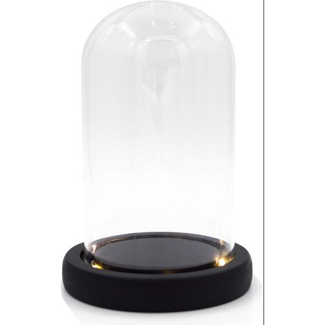 Cloche en Verre Décorative avec Base de lumières LED Noires Ornement (1/5)