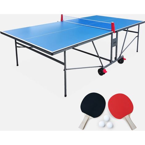 Mesa de ping pong interior plegable con 2 raquetas y 3 pelotas, 274cm