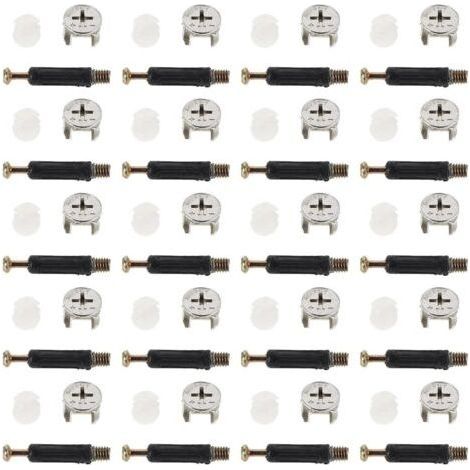 Kit de 40 pièces de quincaillerie pour meubles : vis à came de fixation pour armoires et penderiesconnecteurs et raccords de connexion (1/5)
