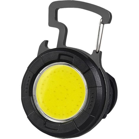 Linterna portátil multifuncional con llavero, clip para tapón de botella, recargable por USB, luz de trabajo COB, potente abridor de botellas magnético. (1/5)
