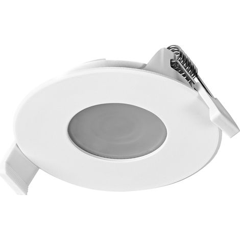 Spot Set Spot LED encastrable, 4,9 W, 200 lm, 2700 K, Ø 85 mm, 120 °, blanc, aluminium, blanc chaud, lot de 3 (1/4)