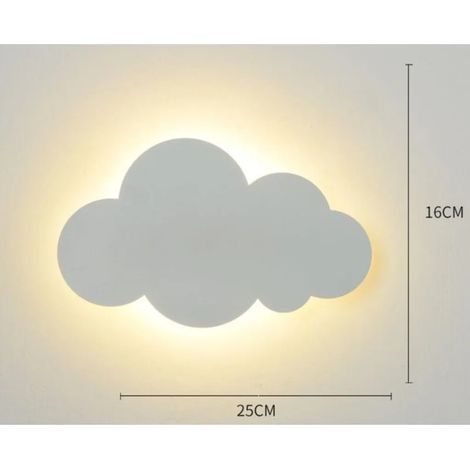 Lampada da parete a forma di nuvola - lampada da interno - paralume in acrilico con luce LED integrata - dimmerabile a tre colori - 25 x 16 cm - Per camerette (1/3)