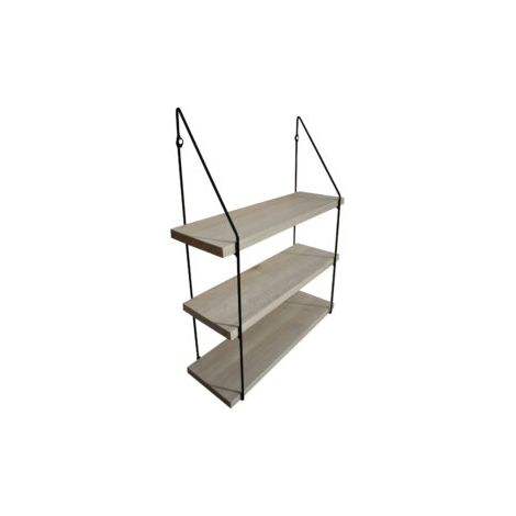 Étagère murale triple bois 60 x 19 avec supports métal noir