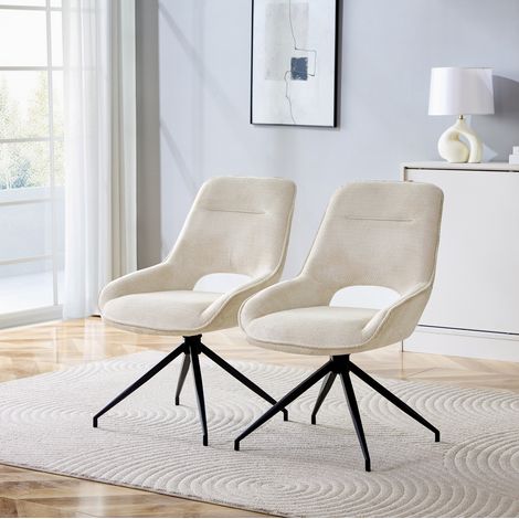 Pack de 2 sillas de comedor giratorias 50x50x87 cm en tejido beige, modernas FloraGrace (1/5)