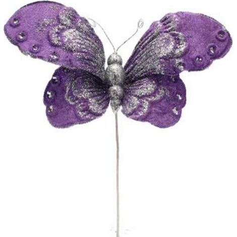 Farfalla decorata per decorazione addobbo albero di natale - colore viola