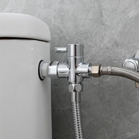 FOREHILL Vanne 3 Voies en Laiton Massif 3/8-12/17 T Adaptateur Vanne de Derivation pour Toilette WC, Chromé, DSF007D (1/5)