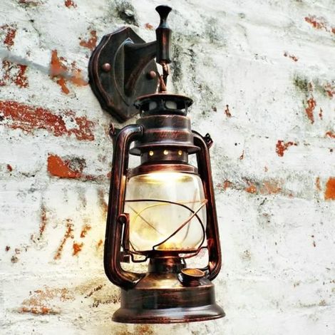 Applique Murale Vintage Classique en Fer Forgé - Lampe Murale Exterieur Lumières Nuit - Rouge Rétro (1/4)