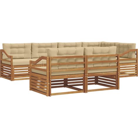 Ensemble de canapés d'extérieur 7 pcs Salon de jardin Naturel et Beige (1/5)