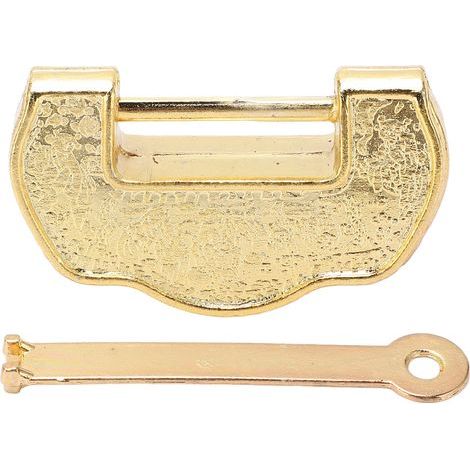 Vintage-Vorhängeschloss aus Messing mit Schlüssel, horizontaler Verschluss aus Zinklegierung für Koffer, Schmuckkästchen, Schublade und Wohnaccessoires (1/5)