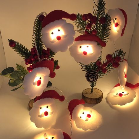 Luci natalizie con Babbo Natale di peluche, decorazione per albero di Natale, illuminazione a LED per feste, 3 metri, 20 luci - versione USB