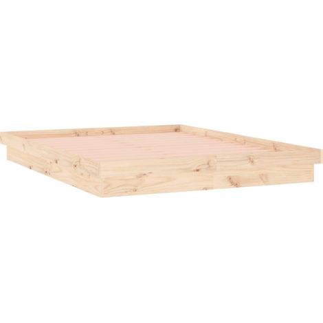 LED Bed Frame without Mattress 160x200 cm Solid Wood vidaXL (1/4)