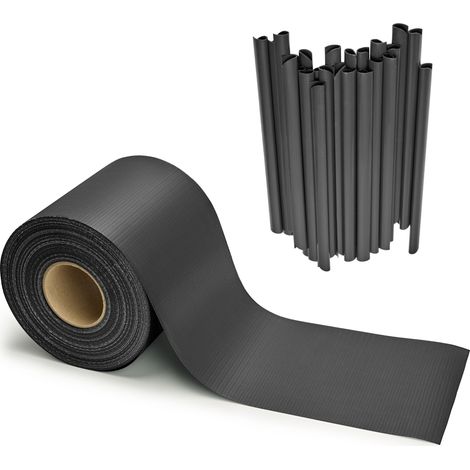 Garronda Sichtschutzstreifen 19 cm x 50 m aus PVC mit Befestigungsclips Zaun Sichtschutz für Balkon und Parkan UV-beständige Sichtschutzfolie für Garten GD-0173, Antrazit RAL7016