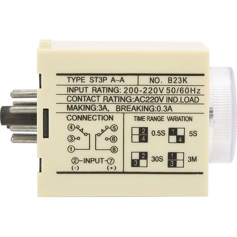 Relais temporisé avec bouton de réglage, boîtier en circuit imprimé résistant aux interférences ST3PA-A, 220 V CA, 50/60 Hz (1/5)