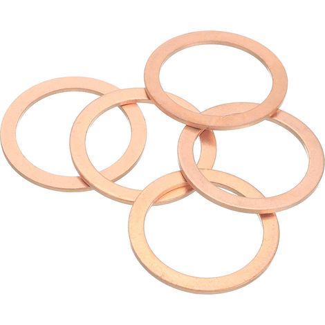 5Pcs Rondelle Métal Plate, M30 Rondelles Cuivre Joint, 30mm DI, 38mm DE, 1.5mm Épais D'Étanchéité Cuivre Kit Rondelles Écrasées Assortiment Pour Boulons Vis Réparation (1/5)