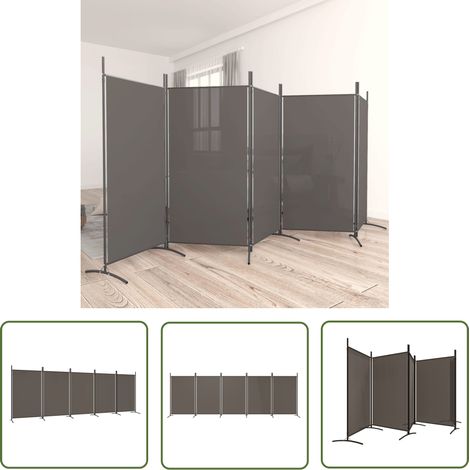 The Living Store Cloison de séparation 5 panneaux Anthracite 433x180 cm Tissu - Cloison De Séparation - Écran De Confidentialité - Séparateur De Pièce - Rideau De Séparation - Partition Murale (1/5)
