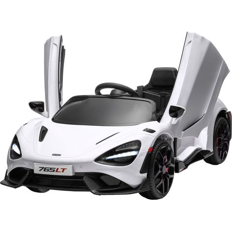 Kinder Elektroauto 12 V Kinderauto mit 2,4G Fernbedienung, MP3 Musik, Elektrofahrzeug mit Hupe, Lichten, Flügeltüren, Sanftstart, 3-5 km/h, für 3-6 Jahre Kinder, Weiß