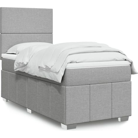 Boxspringbett mit Matratze Hellgrau 90x190 cm Stoff