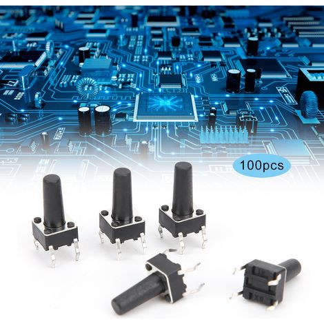 100 Stück Momenttaster, kompaktes Gehäuse aus technischem Kunststoff, DIP-Gehäuse, 12 V DC, 6 x 6 x 12 mm (1/5)