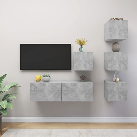 5-tlg. TV-Schrank-Set Betongrau Holzwerkstoff