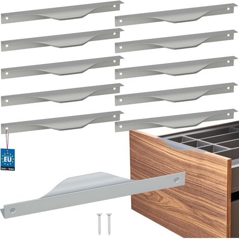 KOTARBAU® Moderne Möbelgriffe aus Aluminium mit silberner Kante, 192/212 mm, 10er-Set