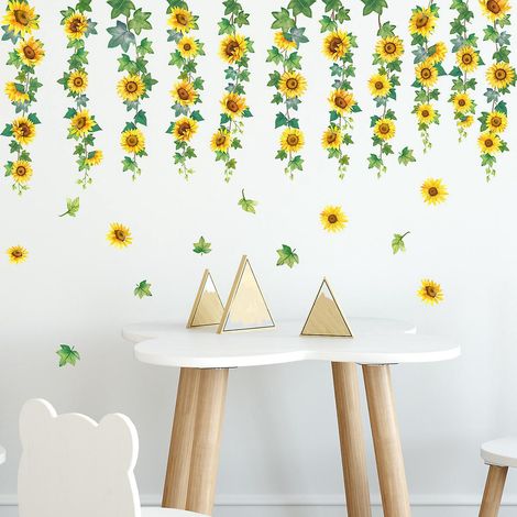 Un ensemble d'autocollants muraux en forme de tournesol, créatifs et décoratifs, pour le salon, la chambre, le bureau ou la cuisine. (1/4)