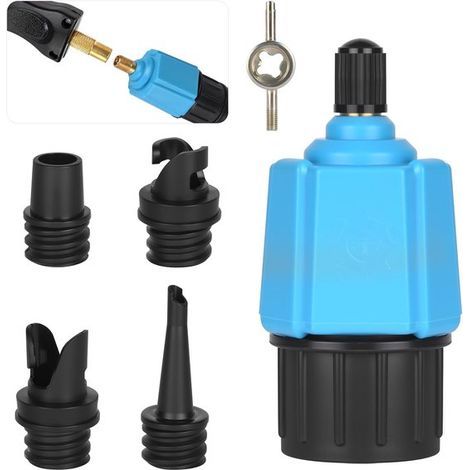 SUP-Pumpenadapter – Blau – Ventiladapter für Stand-Up-Paddle-Boards und Schlauchboote – mit 4 Luftventildüsen (1/5)