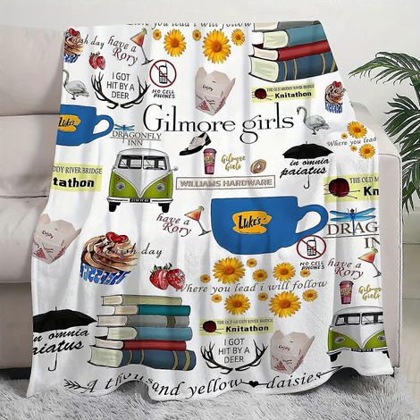 Couverture en peluche Gilmore Girls sur le thème de la gastronomie - Douce et confortable, en flanelle, idéale pour le canapé, le lit ou le bureau - Cadeau d'anniversaire parfait pour les fans - 100 x (1/5)