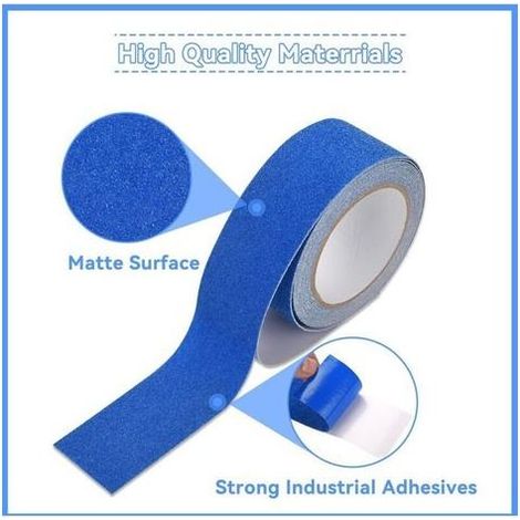Bande antidérapante en PVC bleue 5m x 5cm – Adhérence forte et durable pour escaliers, marches et sols intérieurs (1/3)